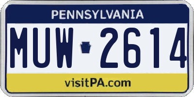 PA license plate MUW2614