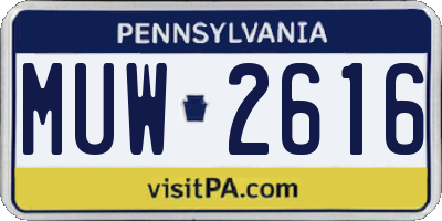 PA license plate MUW2616