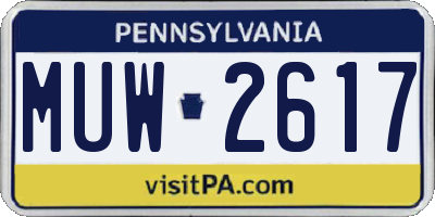 PA license plate MUW2617