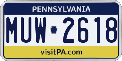 PA license plate MUW2618