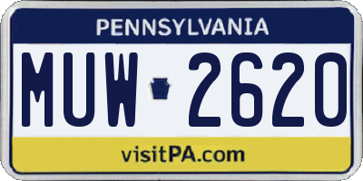 PA license plate MUW2620