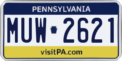 PA license plate MUW2621