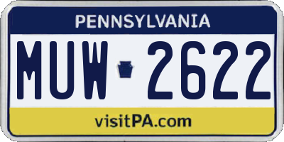 PA license plate MUW2622