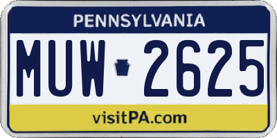 PA license plate MUW2625
