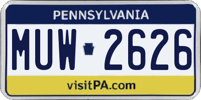 PA license plate MUW2626