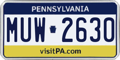 PA license plate MUW2630