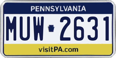 PA license plate MUW2631