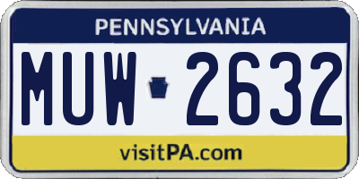 PA license plate MUW2632