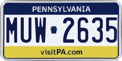 PA license plate MUW2635