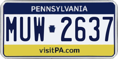 PA license plate MUW2637