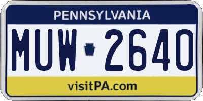 PA license plate MUW2640