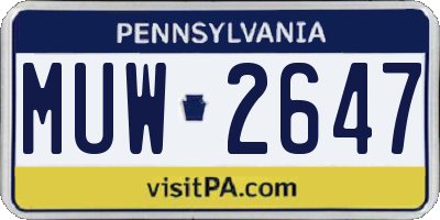 PA license plate MUW2647