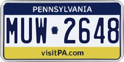 PA license plate MUW2648