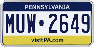 PA license plate MUW2649