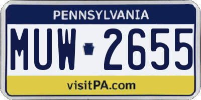 PA license plate MUW2655