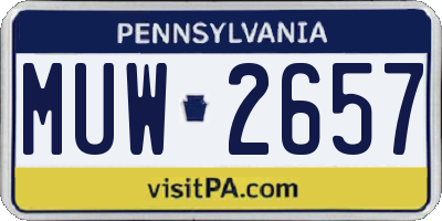 PA license plate MUW2657