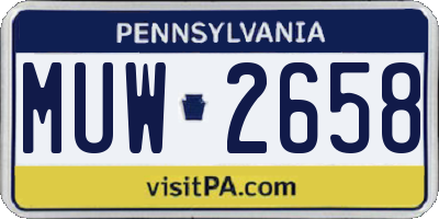 PA license plate MUW2658