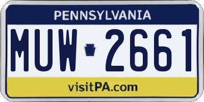 PA license plate MUW2661