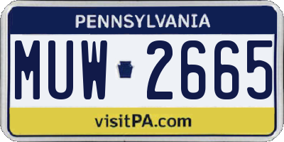 PA license plate MUW2665