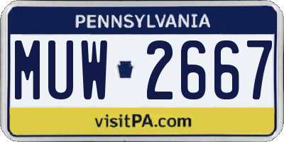 PA license plate MUW2667