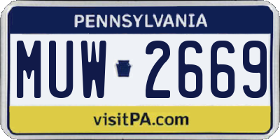 PA license plate MUW2669