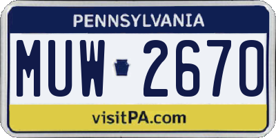 PA license plate MUW2670