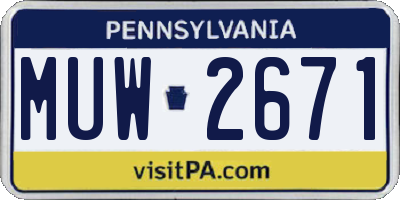 PA license plate MUW2671