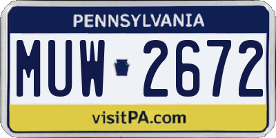 PA license plate MUW2672
