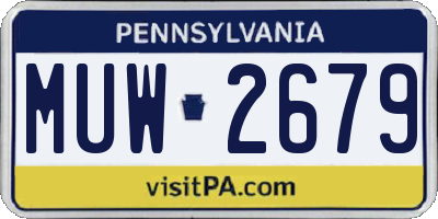 PA license plate MUW2679