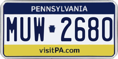 PA license plate MUW2680