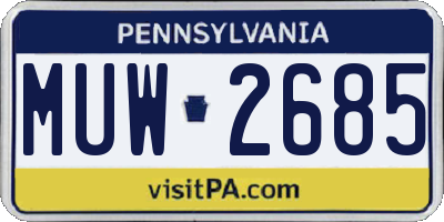 PA license plate MUW2685