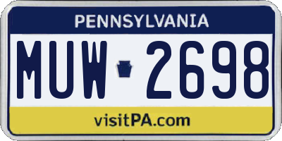 PA license plate MUW2698