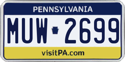 PA license plate MUW2699