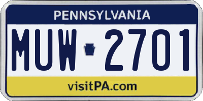 PA license plate MUW2701