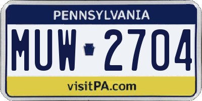 PA license plate MUW2704
