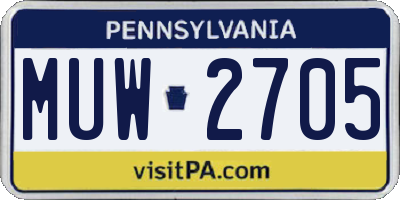 PA license plate MUW2705