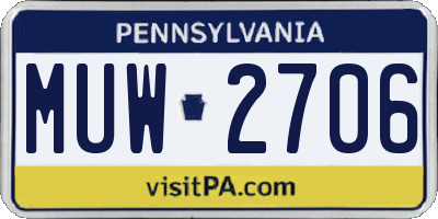 PA license plate MUW2706