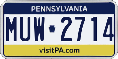 PA license plate MUW2714