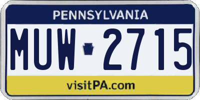 PA license plate MUW2715