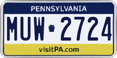 PA license plate MUW2724