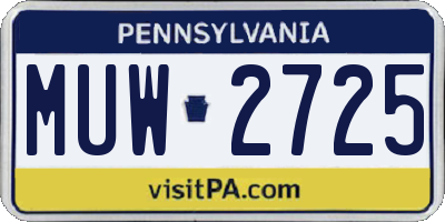 PA license plate MUW2725