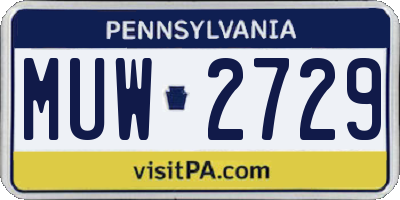 PA license plate MUW2729