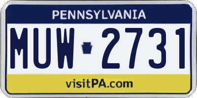 PA license plate MUW2731