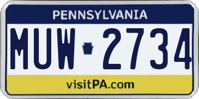 PA license plate MUW2734