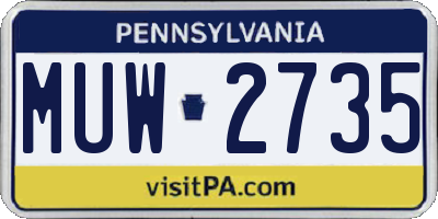 PA license plate MUW2735