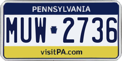 PA license plate MUW2736