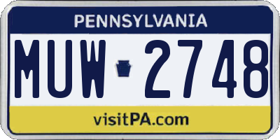 PA license plate MUW2748
