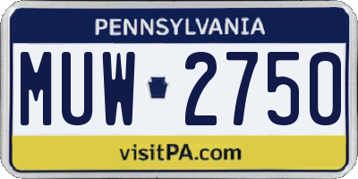 PA license plate MUW2750