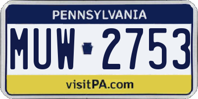 PA license plate MUW2753
