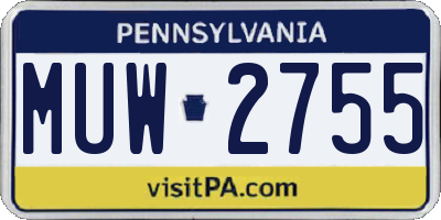 PA license plate MUW2755